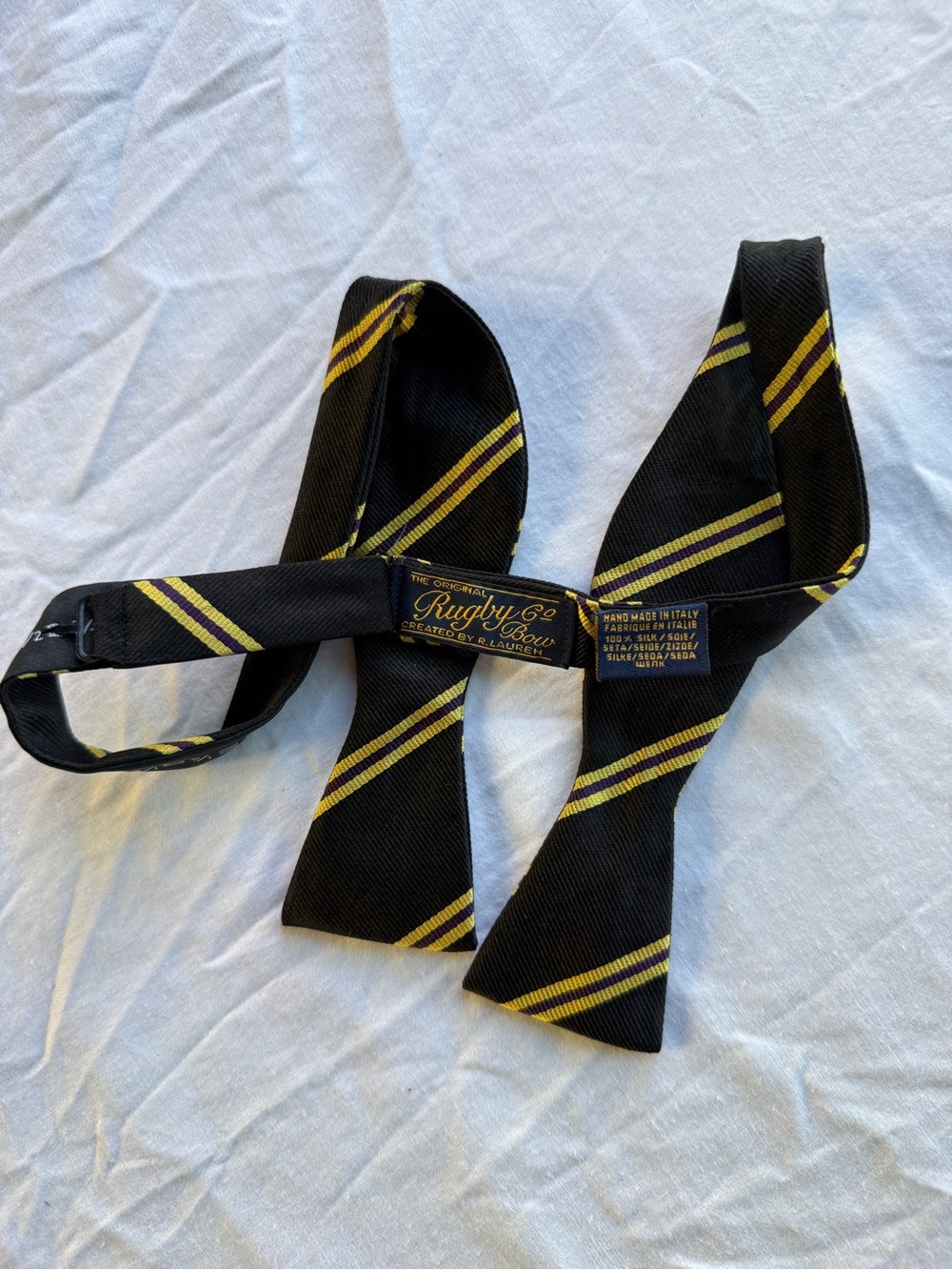Rugby Ralph Lauren Adjustable Silk Bow Tie Made in Italy